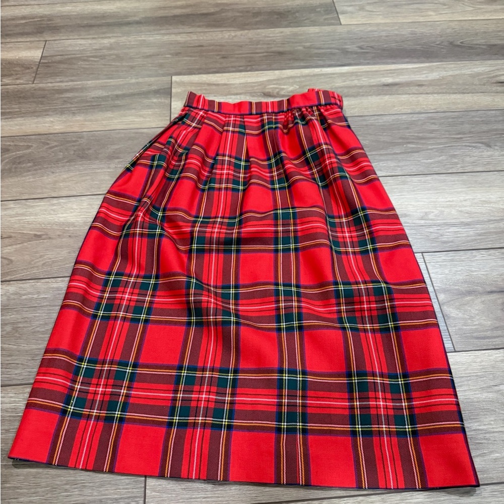 Lands' End Vibrant Plaid A-Line Skirt